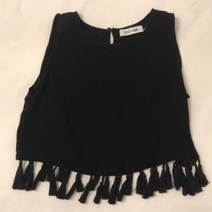 Black tassel crop top